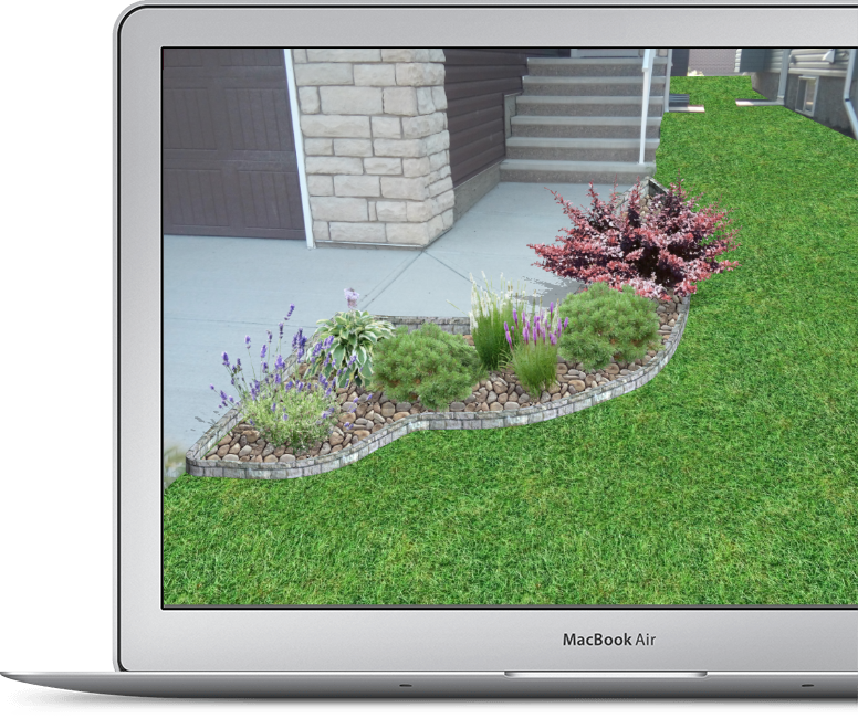 Picture shows live custom 3d design on Our computer - Landscape Architecture Calgary